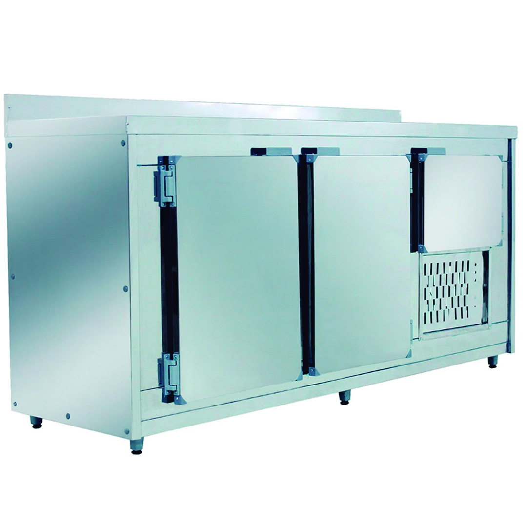 BALCAO DE ENCOSTO SEM CUBA 1,60 MT INOX POLO FRIO INOX INTERNO E EXTERNO 4102